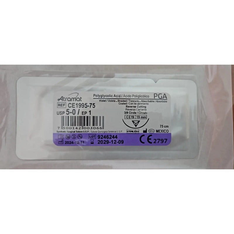 Sutura Atramat 5-0 Reverso Cortante Pga Ce1995-75 Lila