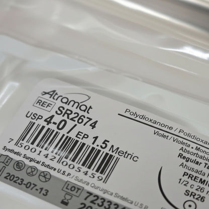 Atramat Sutura Pdx  Pds Polidioxanona 4-0 Redonda 26mm Gris