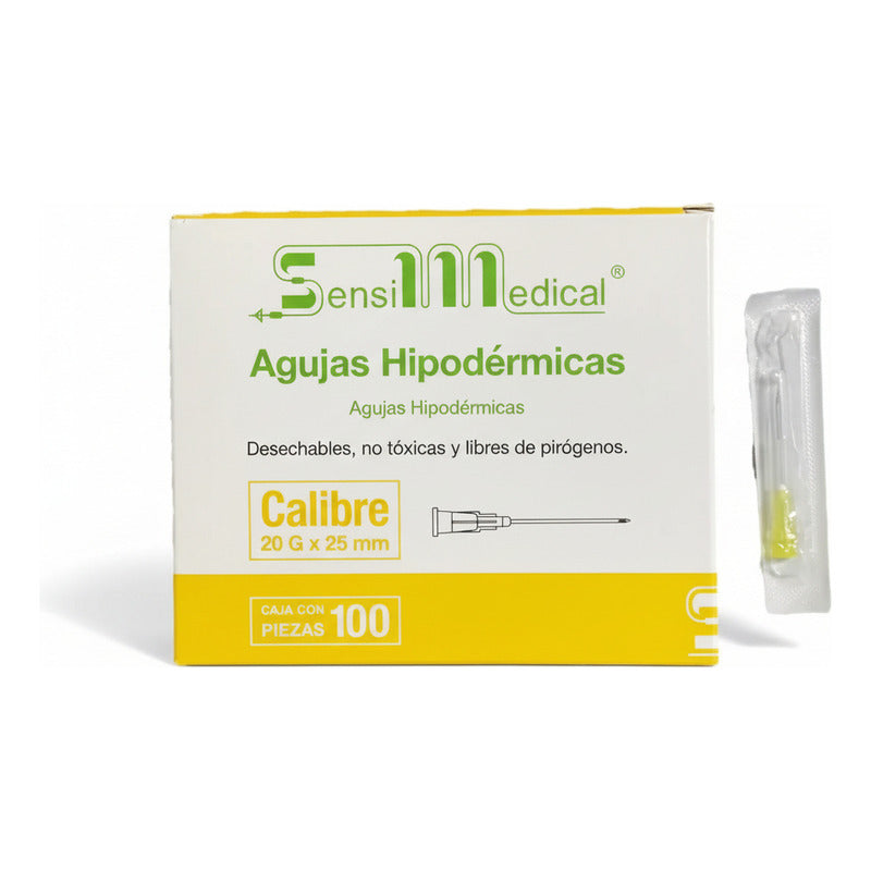 Aguja Hipodermica Sensimedical 20gx25mm 100 Piezas 25 Ml