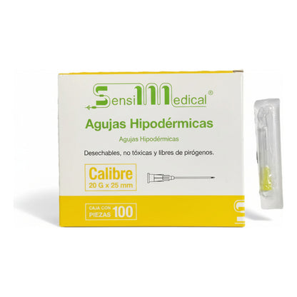 Aguja Hipodermica Sensimedical 20gx25mm 100 Piezas 25 Ml