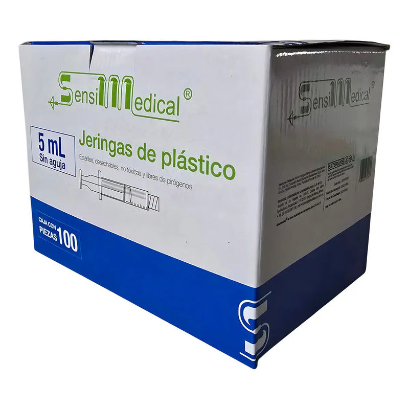Jeringas Plastico 5ml Luer Lock 100 Unidades Sensi Medical Esteril 5 Ml