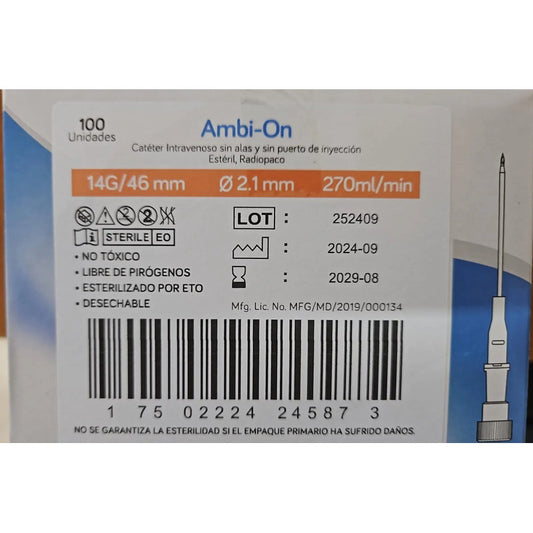 Catéter Intravenoso Ambiderm 14g/46mm