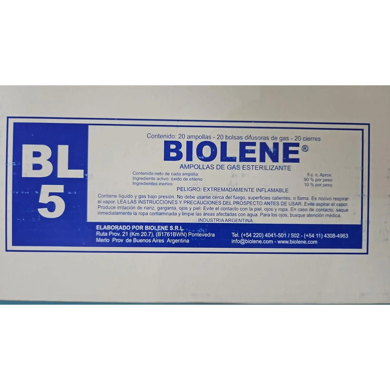 20 Piezas Biolene Oxido De Etileno Bl-5 Esterilizar En Gas