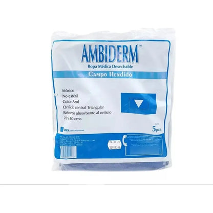 Campo Hendido Ambiderm No Esteril 60x70 Triangulo 25 Pzas Azul 70x60