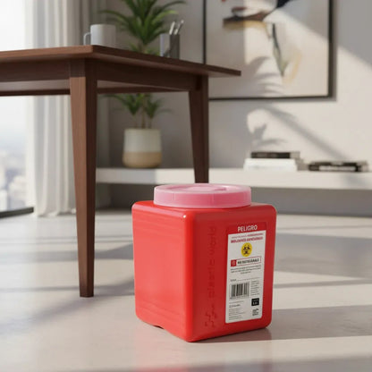 4 Botes Rpbi Contenedor Recolector 1.5 Lts Punzocortante Rojo