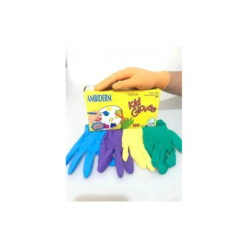 Guante De Latex Kid Gloves Ambiderm Chico Con 100 Piezas Color Con Polvo Sí Talla S Surtido P