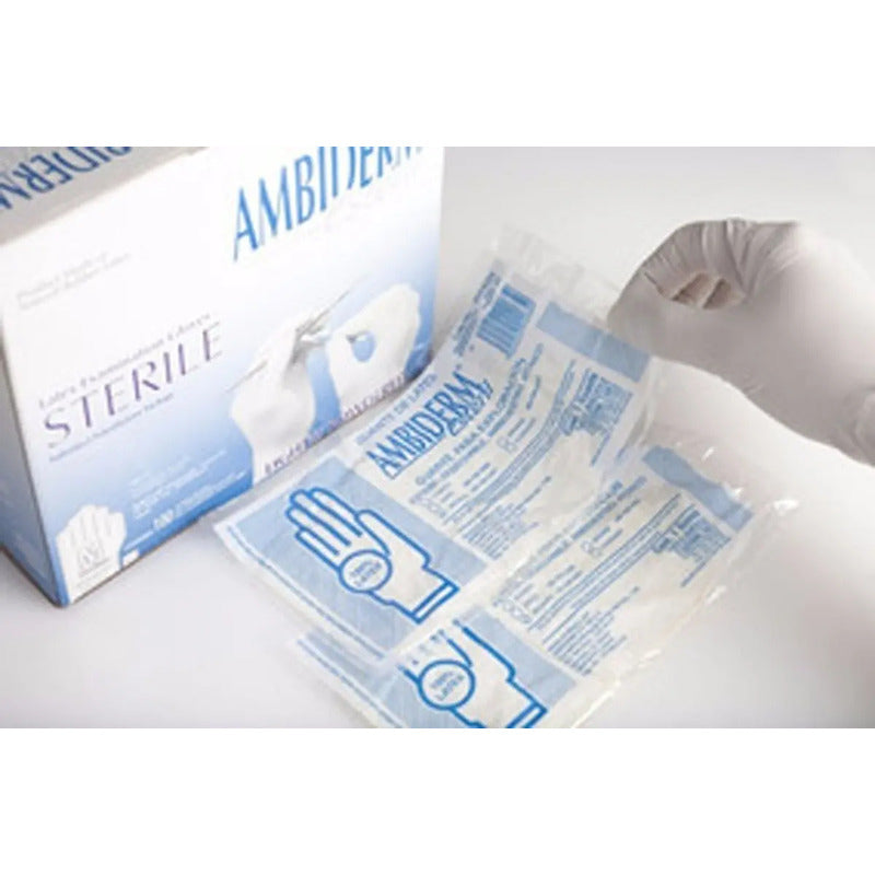 Guantes Descartables Estériles Ambiderm Blanco Talla Chico Natural P