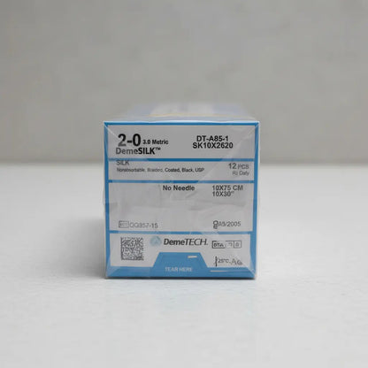 Caja C/12 Sutura Seda 2-0 Redonda 26mm Demetech Blanco