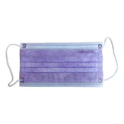 1 Caja Con 50 Pzas Cubre Bocas Tripliegue Ambiderm Violeta Violeta No Tejida