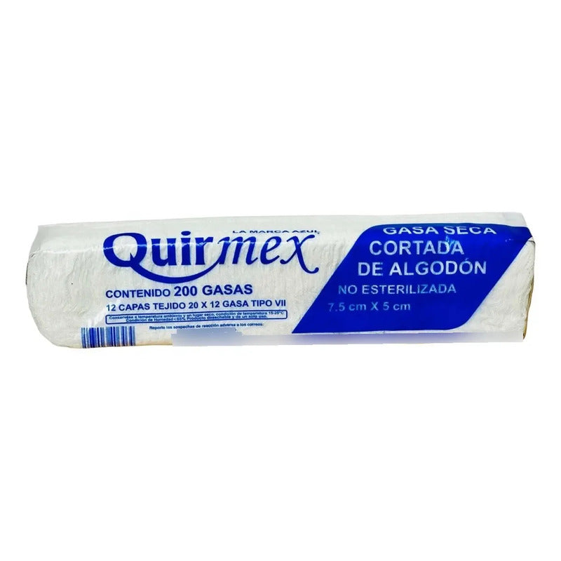Gasas No Estériles 7.5x5cm Paquete C/200 12capas Uso Clinico Blanco