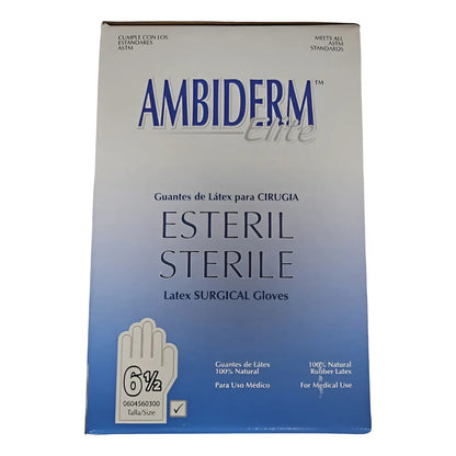 Guante De Látex Para Cirugía Elite 6 1/2 Ambiderm C/50 Pares Blanco 6.5