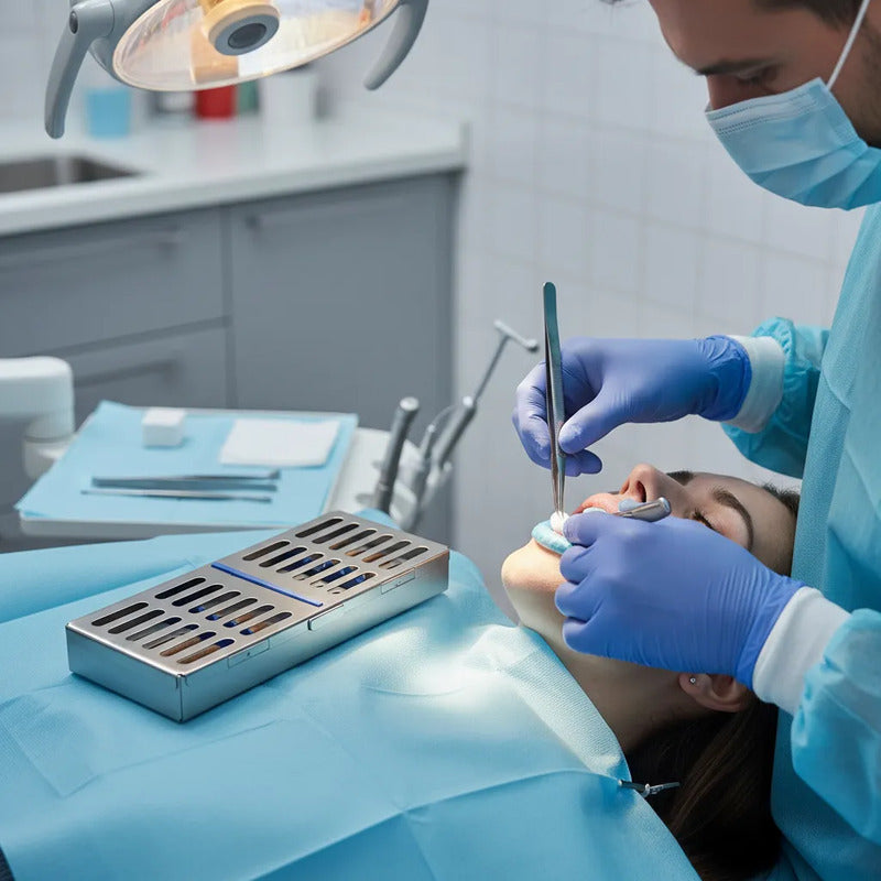 Caja Para Esterilizar Para 7 Pikas De Otorrino O Dental Plateado