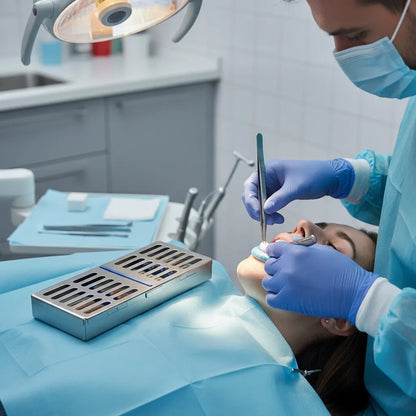 Caja Para Esterilizar Para 7 Pikas De Otorrino O Dental Plateado