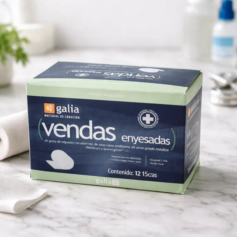 Caja C/12 Vendas Enyesadas 15cm X 2.75m Uso Medico Blanco