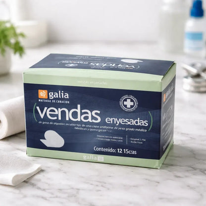 Caja C/12 Vendas Enyesadas 15cm X 2.75m Uso Medico Blanco