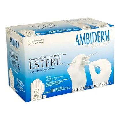Guantes De Látex Estériles Ambiderm, Talla Grande  100 Unidades Natural G