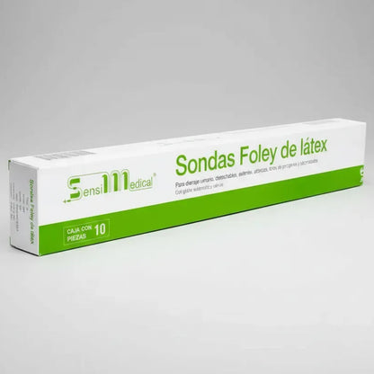 10 Sondas Foley De Látex 2 Vías 28fr Globo 30ml Sensimedical