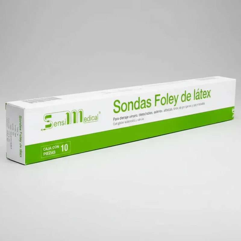 10 Sondas Foley De Látex 2 Vías 30fr Globo 30ml Sensimedical