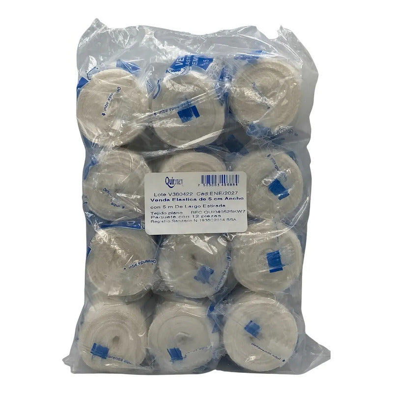 12 Vendas Elásticas Quirmex De 5 Cm X 5 M Uso Medico Y Hogar