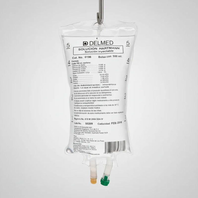 24 Bolsas Solución Hartmann Inyectable, 500ml Uso Medico