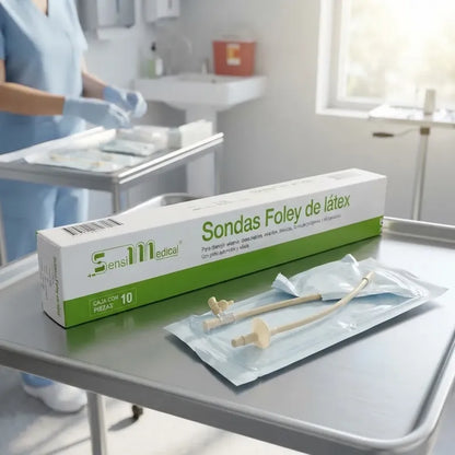 10 Sondas Foley De Látex 2 Vías 16fr Globo 30ml Sensimedical