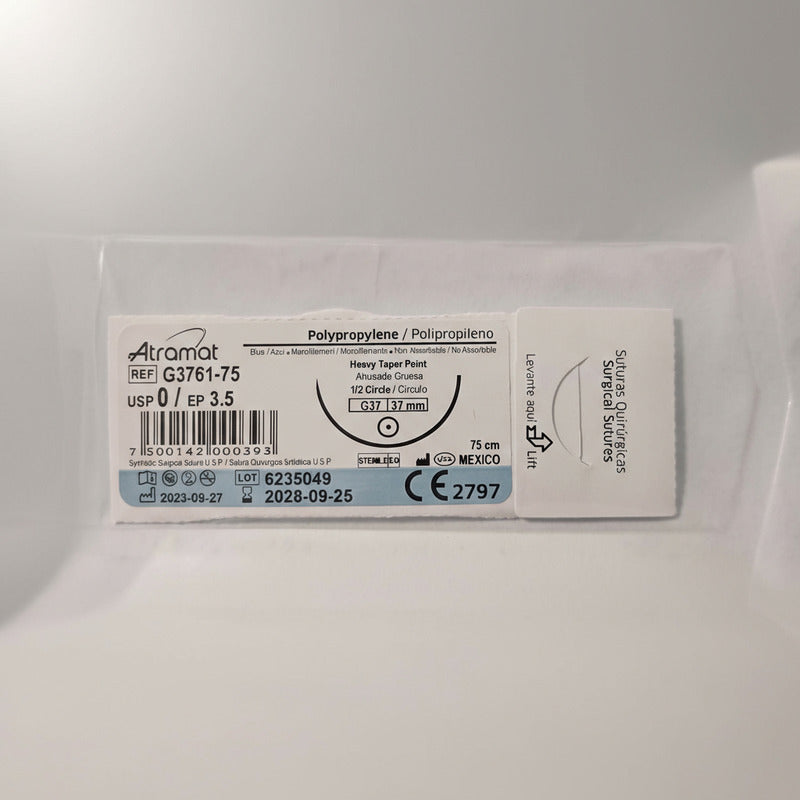 Sutura Atramat Polipropileno Tipo Prolene Tamaños A Elegir 0 Redondo 37mm