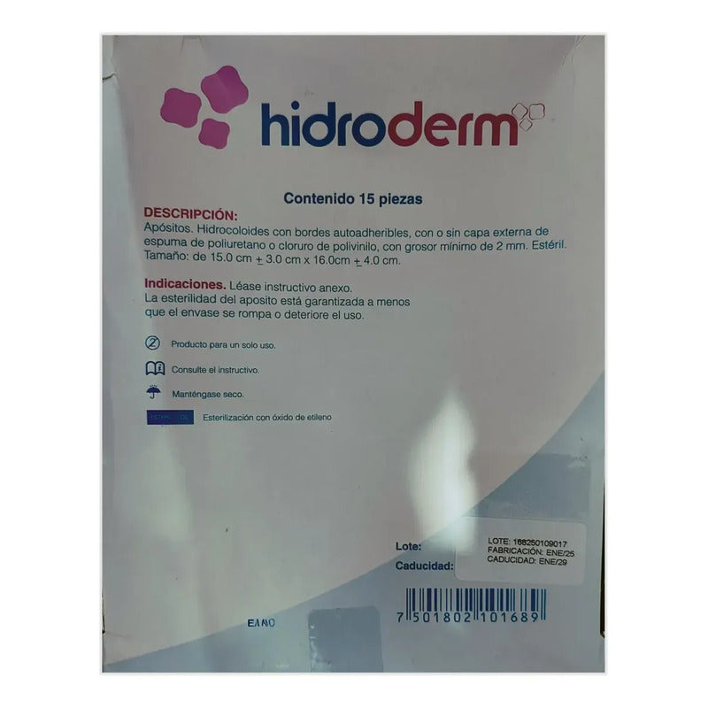 Caja Con 15 Piezas Apósito Hidrocoloide Hidroderm 15x21cm Amarillo