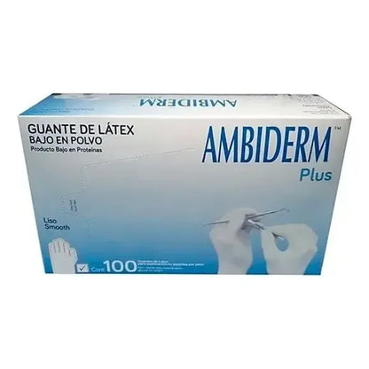 Guante De Latex Ambiderm Plus Caja Con 100 Talla Gde Blanco Grande