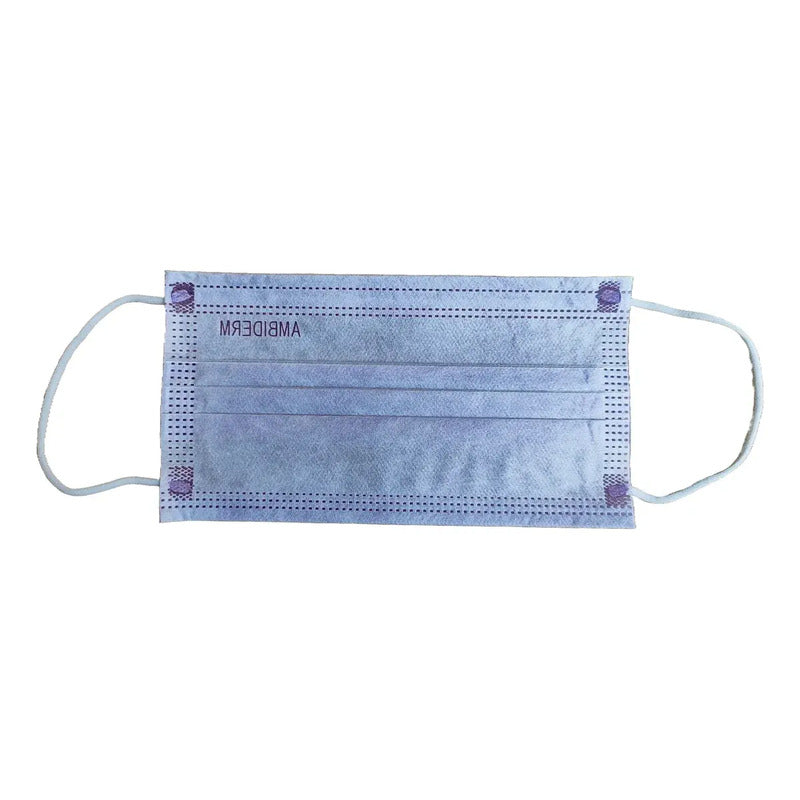 1 Caja Con 50 Pzas Cubre Bocas Tripliegue Ambiderm Violeta Violeta No Tejida