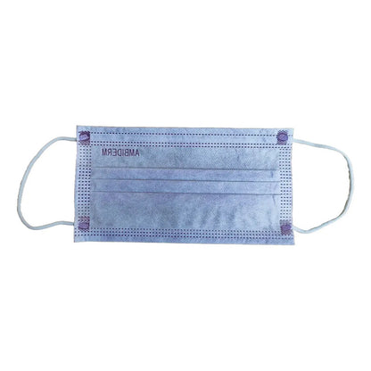 1 Caja Con 50 Pzas Cubre Bocas Tripliegue Ambiderm Violeta Violeta No Tejida