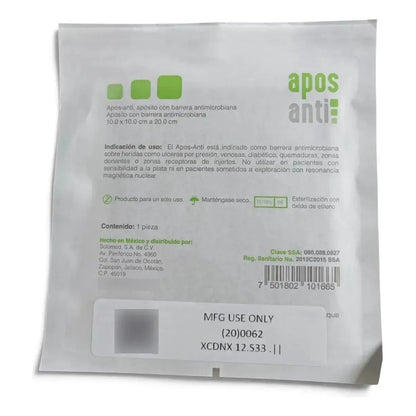 1 Aposito Antimicrobiano Apos-anti 10x10 A 20cm Uso Clinico Gris
