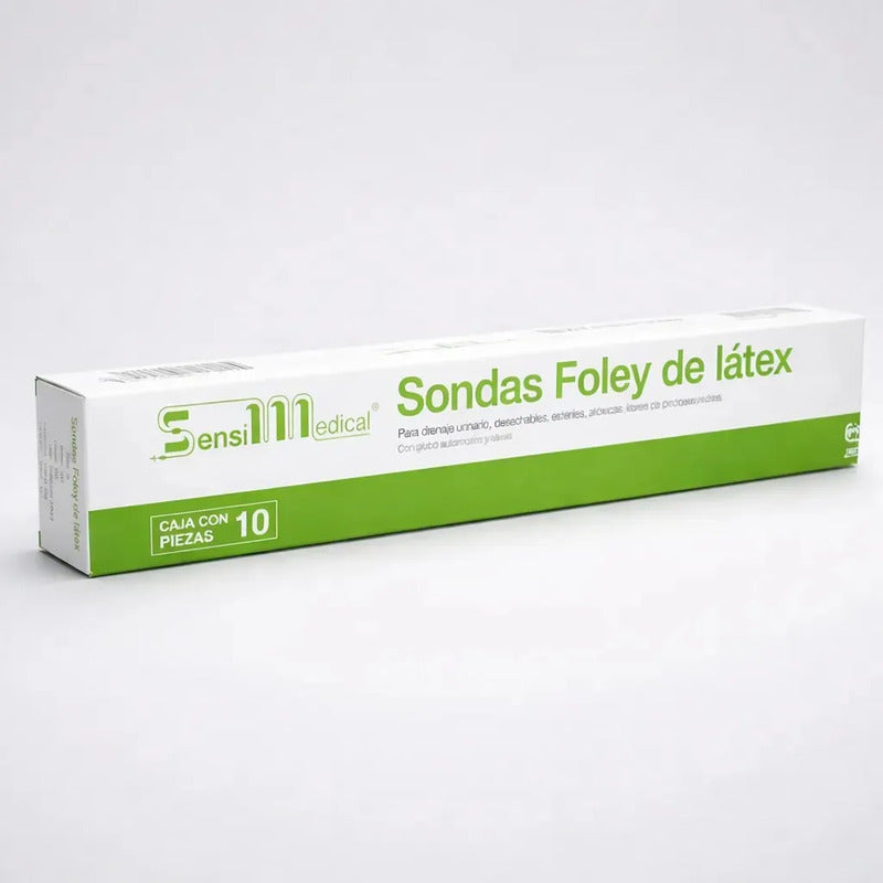 10 Sondas Foley De Látex 2 Vías 12 Fr Globo 5ml Sensimedical