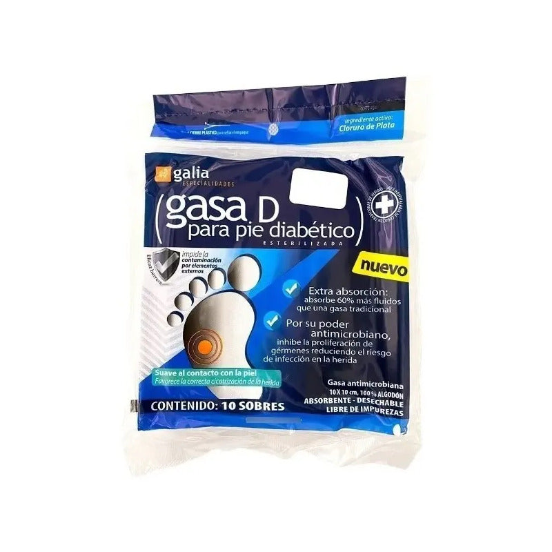 Gasa D Para Pie Diabético Esterilizada 10sobres Uso Sugerido