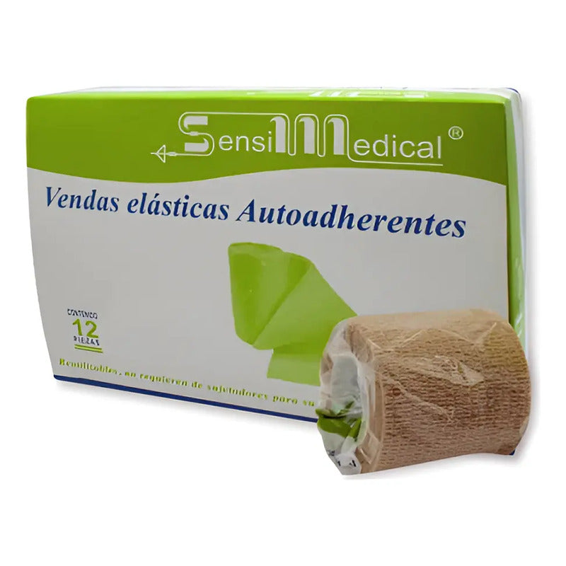 12 Vendas Elasticas Autoadheribles 7.5cm X 4.5m Caqui