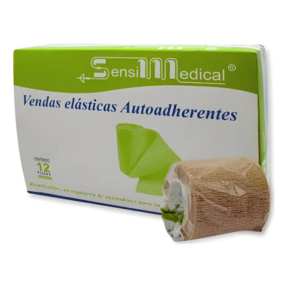 12 Vendas Elasticas Autoadheribles 7.5cm X 4.5m Caqui