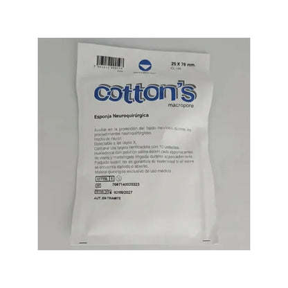 10 Sobres De Cotonoide Neuroquirúrgico 25x76mm Neuroesponja Blanco
