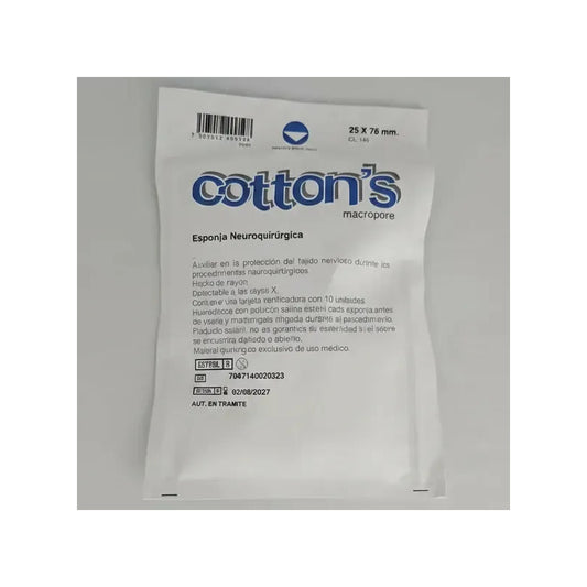 10 Sobres De Cotonoide Neuroquirúrgico 25x76mm Neuroesponja Blanco