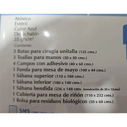 Bulto De Cirugía Mayor Ambiderm Azul Claro Lisa Unitalla