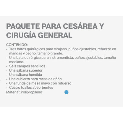 Bulto De Cirugia Paq. Para Parto Cesarea Esteril Cx General Azul Unitalla