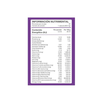 Suplemento Omega 3 Y Ácido Fólico Multivitamínico Mebipren 30 Cápsulas Sin Sabor