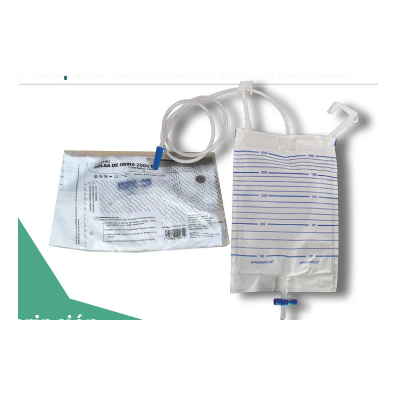 5 Pack De Bolsas Recolectoras Orina 2000ml T-valve Estéril
