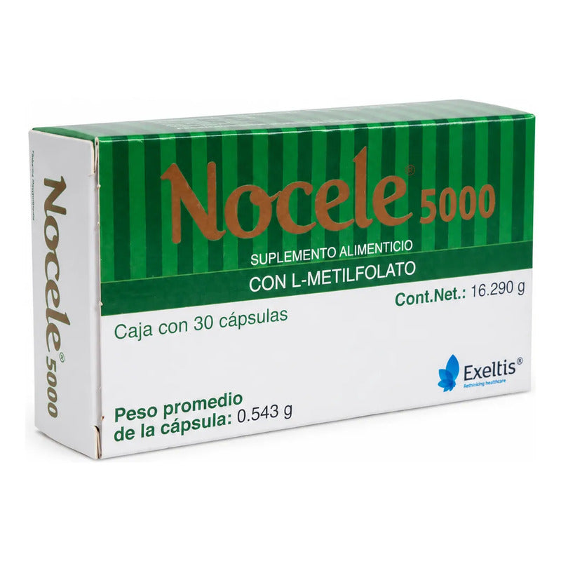 Nocele 5000 L-metilfolato 5 Mg 30 Capsulas Exeltis Sin Sabor