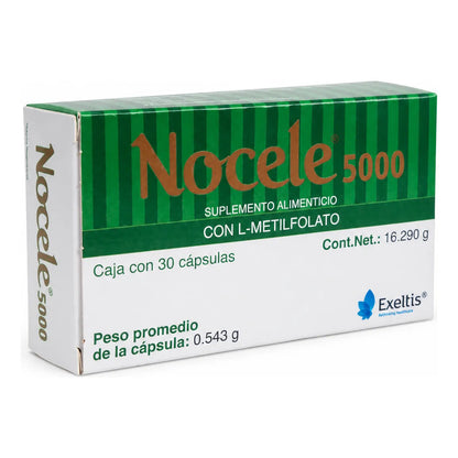 Nocele 5000 L-metilfolato 5 Mg 30 Capsulas Exeltis Sin Sabor