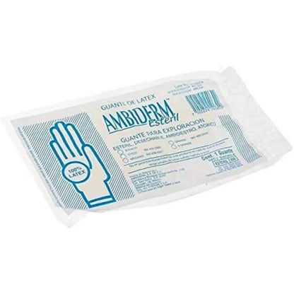 Guantes De Látex Estériles Ambiderm, Medianos, Con 100 Piezas Y Acabado Liso Natural M