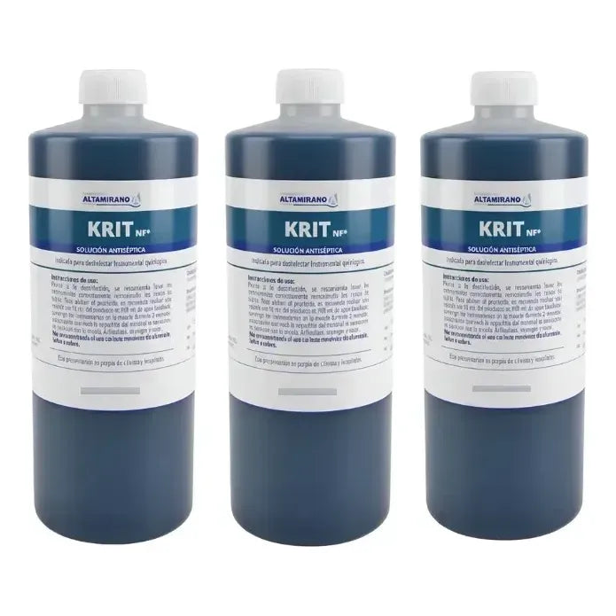 3 Frascos De  Krit Cloruro De Benzalconio 12% Envase 500 Ml