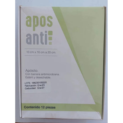 12 Pack Apósito Con Barrera Antimicrobiana 10x10cm A 20cm Plateado
