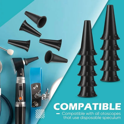 20 Especulos Para Otoscopio Puntas Desechables 3mm Negro