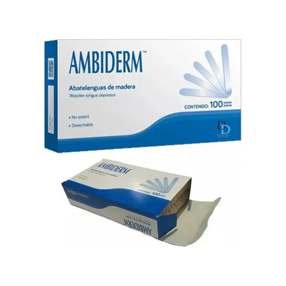 Abatelenguas De Madera Caja Con 100 Piezas Ambiderm