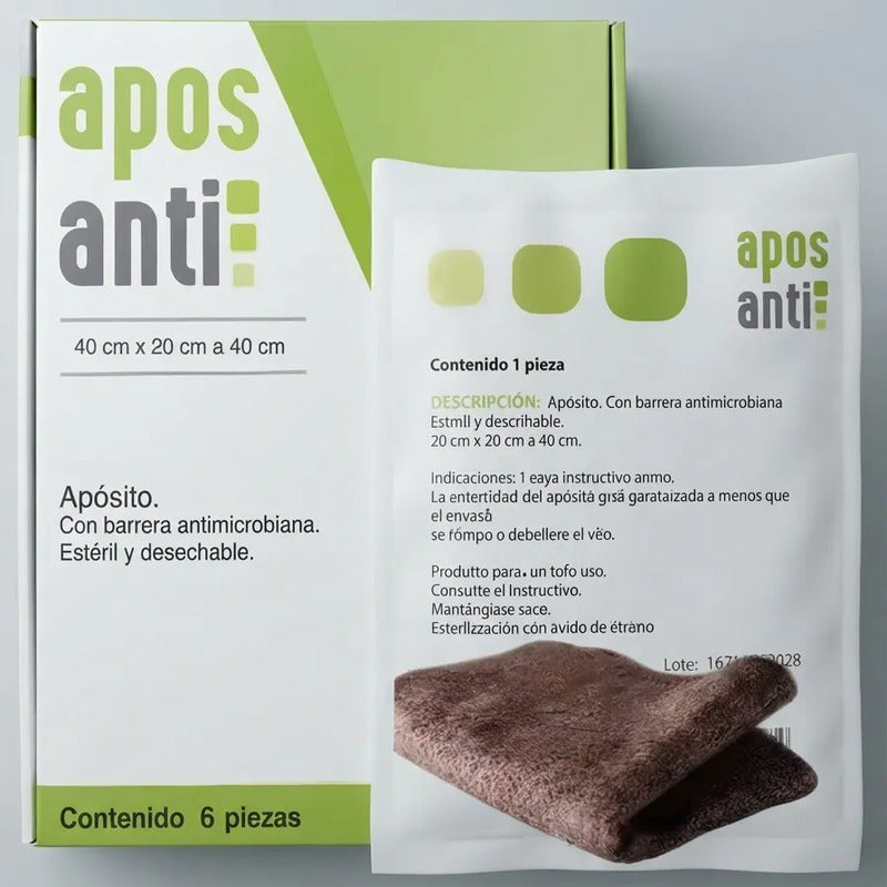 Apósito De Barrera Antimicrobiana Caja C/6 20x40cms Verde