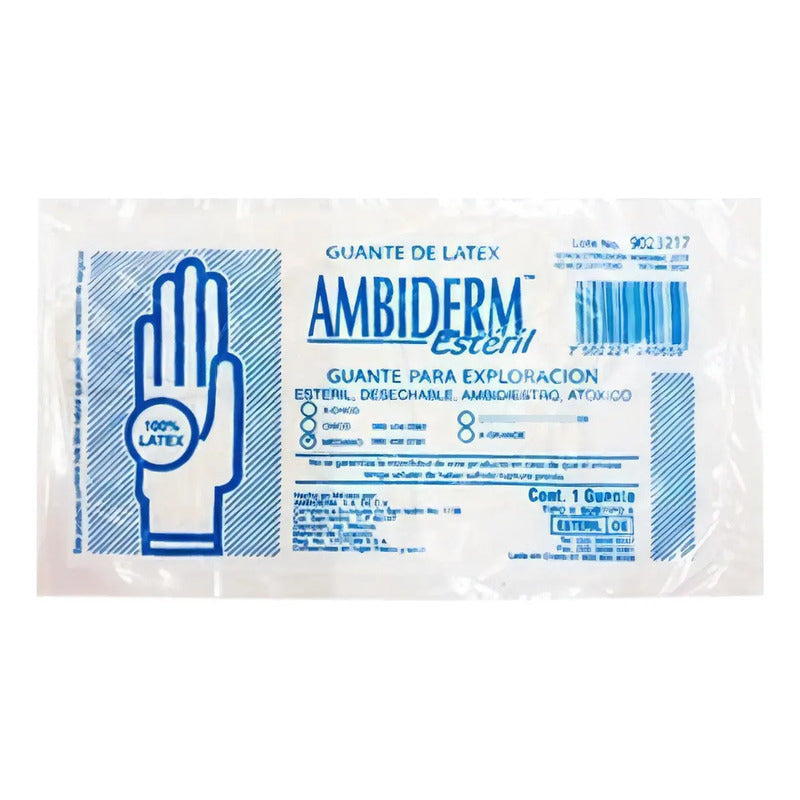 Guantes Descartables Estériles Ambiderm Blanco Talla Chico Natural P
